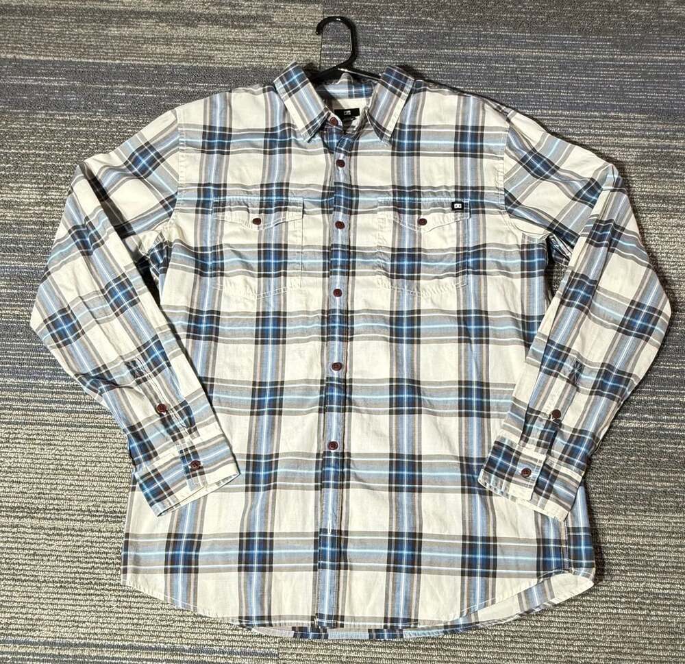 DC Shoes Men's Long Sleeve Plaid Button Down Shirt Size L